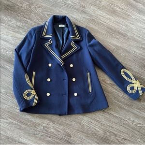 Gorgeous Military style classic Coat. navy & gold